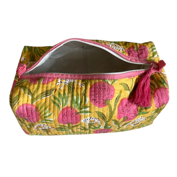 Yellow/Pink cosmetic bag (large)