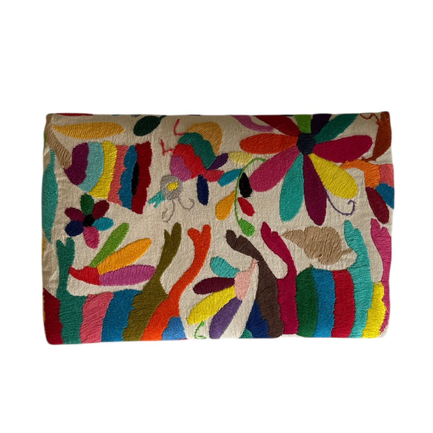 White/Multi Otomi Clutch (Birds)