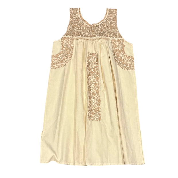 Light Yellow and Tan Sleeveless Dress (Medium)