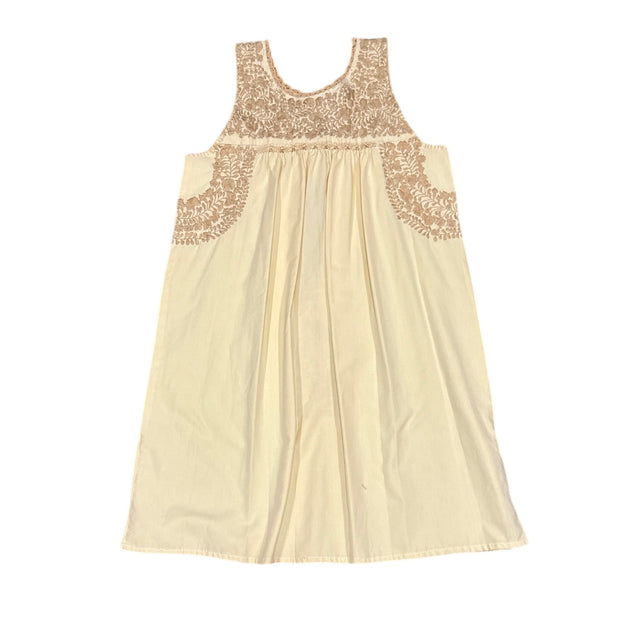 Light Yellow and Tan Sleeveless Dress (Medium)